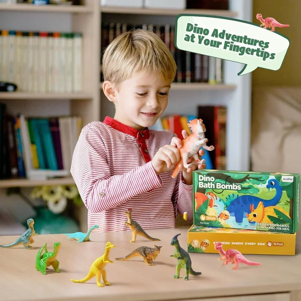 Dinosaur Bath Bombs for Kids with Surprise Inside, 20 Pack Natural Dino Egg Bath